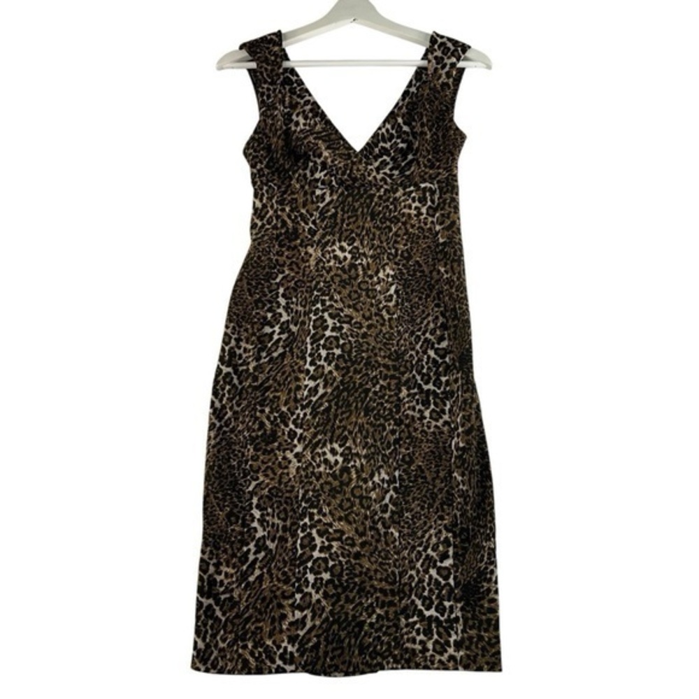 Snap Brown Leopard Print Midi Dress